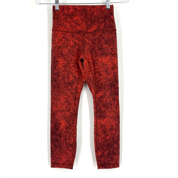 Lululemon Wunder Train High Rise Tight 23" Denim Wash Print Autumn Red Black 4 - Picture 1 of 10